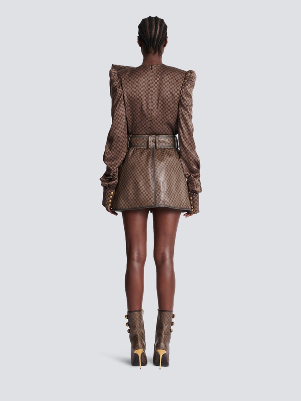 Balmain Leather Monogram Mini Skirt - Picture 3 of 12